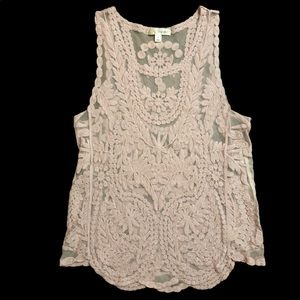 Pale Pink Lace Overlay Tank Size Small